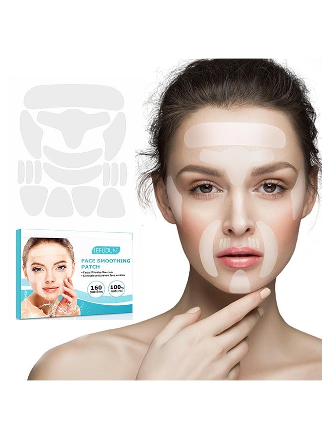 Sefudun Face Smoothing Patch  Facial Wrinkles Remover Eliminate and prevent face wrinkles Anti Wrinkle Patches,  Facial Wrinkle patches, Face Tape Silicone Patches for Wrinkles, Reducing Forehead Eye & Around Mouth & Upper Lip Wrinkle -160 Pcs - Image 1